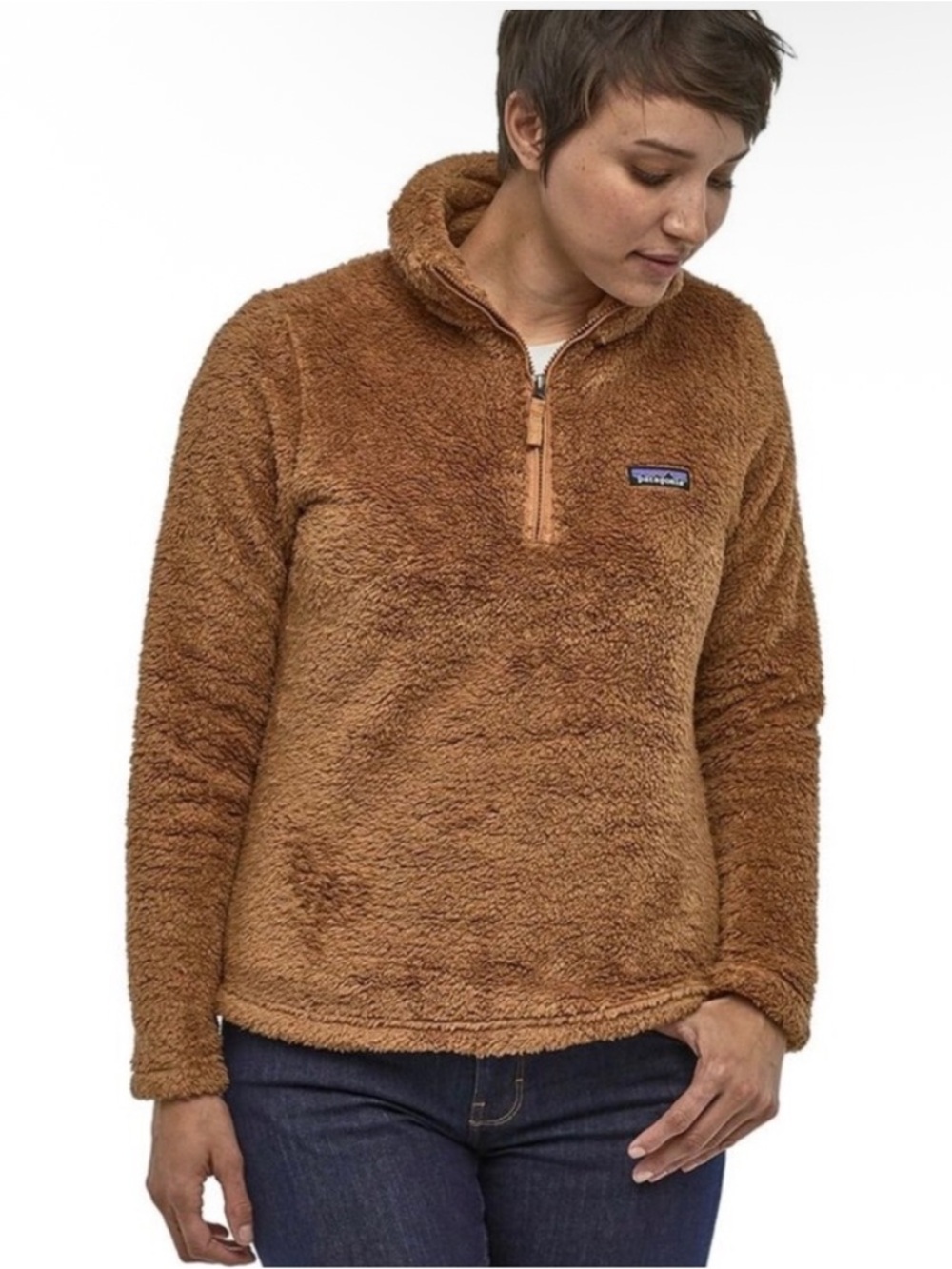 Patagonia Carmel Brown Los Gatos Quarter Zip Fuzzy Fleece Pullover Sweater- XS